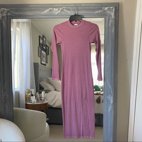 NSF Cari Mock Neck Slit Dress in Berry size S - Picture 8 of 8